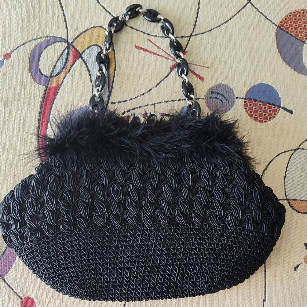 Elegant Black Woven Handbag